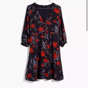 Silk Ruffle-Waist Dress in Windblown Poppies